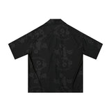 Men Shacket Long Sleeve Autumn Shirt Summer Casual Shirt Short Sleeve Lapel Loose Retro Printed T-shirt