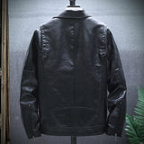 80's Leather Jacket Fall and Winter Lapels Jacket PU Leather Men's Coat