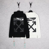 Autumn And Winter Sky White Clouds Black And White Arrow Hooded Sweater For Men And Women
