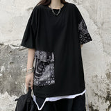 Harajuku Clothing Men's Tshirt Classic Retro Shirts Summer Retro Patchwork Workwear Short Sleeve T-shirt Men and Women