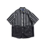 Men's T Shirt Summer Casual Short Sleeve Shirt for Summer Retro Men's Lapel Shirt Casual Loose Striped Color Matching