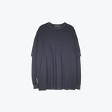 Men Fall Outfits Solid Color Loose False Two Pieces Long Sleeve T-shirt Base Simple