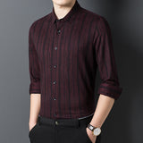 Maroon Colour Shirt Vertical Stripes