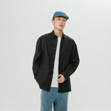 Men Shacket Long Sleeve Autumn Shirt Autumn Cityboy Workwear Shirt Solid Color Retro Couple Casual Jacket