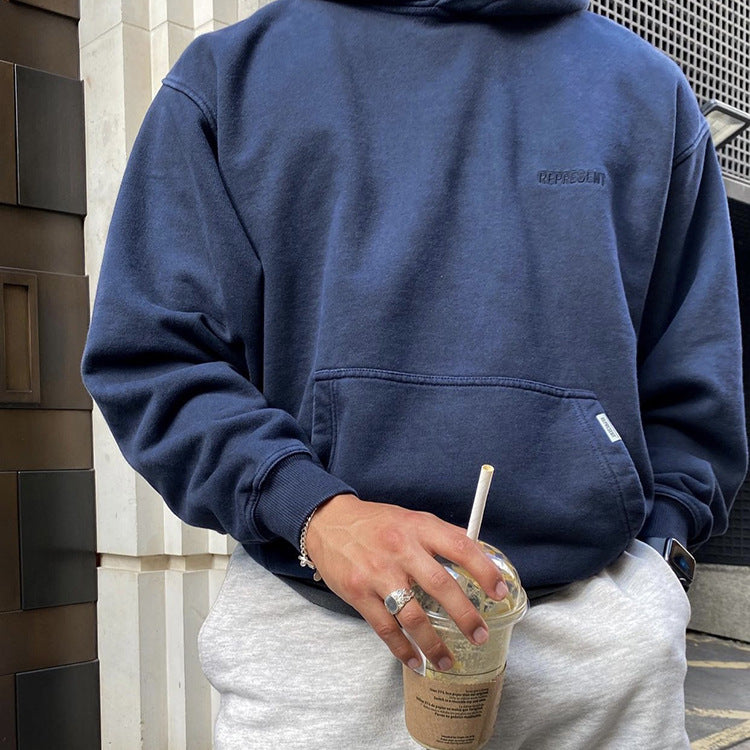 Present Letter Print Hoodie Present Letter Embroidered Hoodie Retro Loose Casual Couple Pullover Hoodie