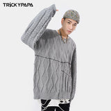 Men Fall Outfits High Street Solid Color Loose Pullover Sweater Fall and Winter Outer Wear Round Neck Top