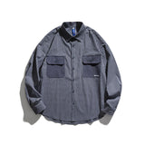 Men Shacket Long Sleeve Autumn Shirt Autumn Shirt Lapel Color Contrast Patchwork Pocket Three-Color Loose Plaid Shirt