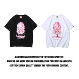 A Ape Print T Shirt Casual Pink T-shirt Short Sleeve