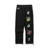Printed Jeans plus Size Retro Sports Trousers Baggy Straight Trousers Casual Pants Men Jeans