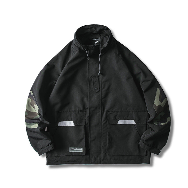 Men's Erect-Collar Jacket Men's Spring plus Size Retro Sports Jacket Coat Men's Loose Baseball Uniform Men's Jacket Men Jacket