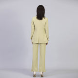 Women Pants Suit Uniform Designs Formal Style Office Lady Bussiness Attire Fashion Spring Plaid Stitching Blazer Wide Leg Pants Two-Piece Suit