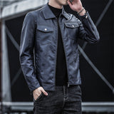Hand Painted Leather Jackets Fall and Winter Lapels Casual Men's Leather Jacket Jacket Business Zipper Leather Jacket