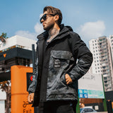 Men plus Size Coat Winter Color Matching Camouflage Coat Fleece-Lined Thickened Cotton Clothing High Collar Warm Cold-Proof