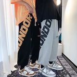 Men Pants Straight Wide-Leg Pants Drawstring Ankle-Tied Sports Style with Letters Trousers
