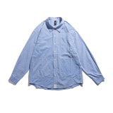 Men Shacket Long Sleeve Autumn Shirt Autumn Shirt Campus Student Three-Dimensional Pocket Loose Striped Shirt Men