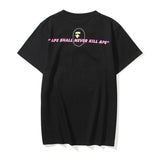 A Ape Print T Shirt Summer Pink Letter Print Short-Sleeve T-shirt