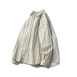 Men Shacket Long Sleeve Autumn Shirt Fall Lapels Striped Shirt Men