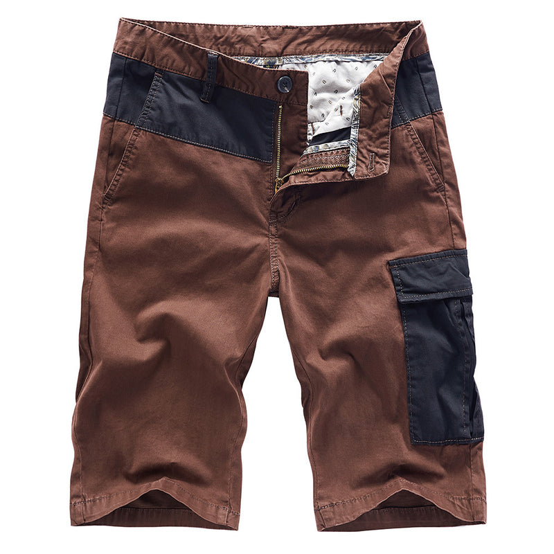Men Shorts Sports Shorts Summer Patchwork Pocket Outdoor Sports Slim-Fitting Thin Men's Casual Shorts