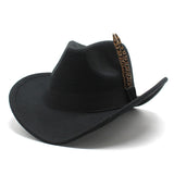 Wester Hats Spring and Autumn Feather Woolen Hat Fedora Hat Sun Hat