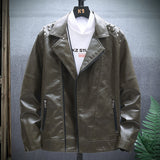 80's Leather Jacket Fall and Winter Lapels Jacket PU Leather Men's Coat