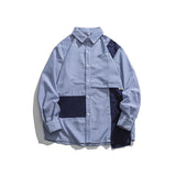 Men Shacket Long Sleeve Autumn Shirt Autumn Vintage Shirt Color Contrast Patchwork Lapel Long Sleeve Striped Shirt