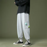 Men Pants Fleece Thick Sweat Pants Drawstring Ankle-Tied Casual Knitting