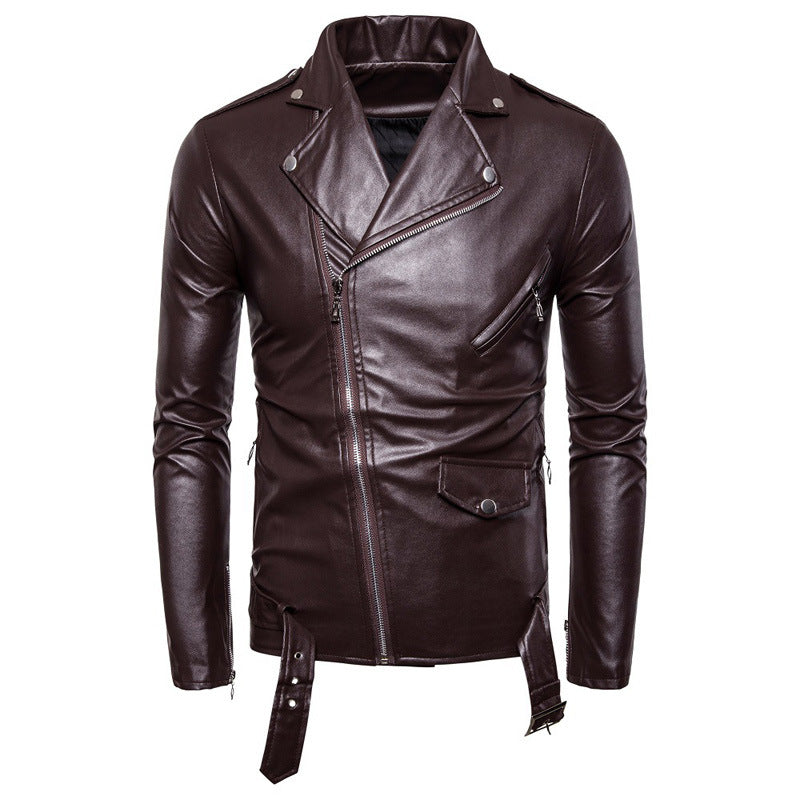 Hand Painted Leather Jackets Autumn Brown Leather Coat for Men Biker's Leather Jacket