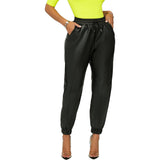 Faux Leather Pants Candy Color Solid Color Sexy PU Leather Ankle-Tied Casual Pants Skinny Pants Leather Pants