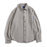 Men Shacket Long Sleeve Autumn Shirt Autumn Vertical Striped Shirt Men
