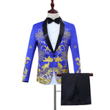 Mens Prom Suits Gold Embroidery