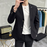 Men Suit Simple Two-Piece Set Slim-Fit Beaded Line