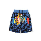 A Ape Print Shorts Camouflage Shorts Men's and Women's Men's Beach Shorts Middle Pants