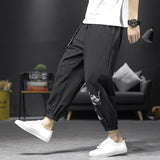 Men Casual Pants plus Size Loose Trousers Summer Cotton Linen Ankle-Tied Men's Linen Pants Loose Cross Crotch Lantern Harem Pants Trendy Men's Pants