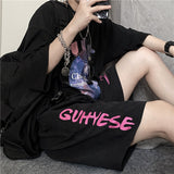 Harajuku Clothes Men's Casual Shorts Summer Printed Pants Men's and Women's Casual Pants Straight Wide Leg