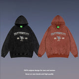 Men Fall Outfits Worn Looking Washed-out Printed Hoodie Oversize Niche Hoodie