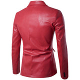 Mens Black Suit Spring and Autumn Men's Clothing Solid Color Slim PU Leather Fashion Men's Suit Jackets
