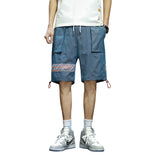 Mens Cargo Shorts Men's Summer Trendy Glossy Loose Five-Point Overalls Couple Reflective Shorts Men