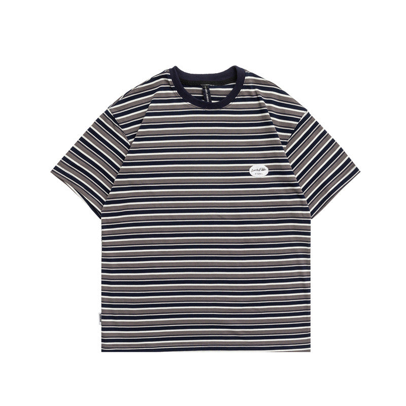 2022 Summer Man T Shirt Striped Crew Neck