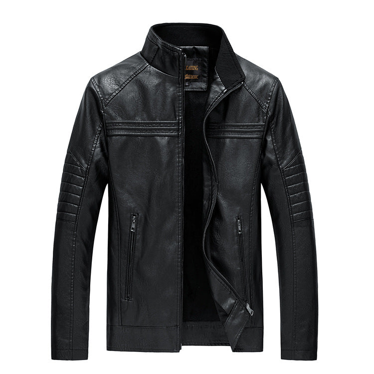 1970 East West Leather Jacket Autumn and Winter Leather Coat Men's Stand Collar Biker's Leather Jacket Coat