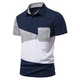 Men Shirt Fashion Slim Fit Shirt Short Sleeve Sleeve Shirt Large Size Casual Top Summer New Men's Fashion Triangle Color Block Short Sleeve Casual Polo Collar T-shirt Polo Shirt