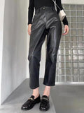Faux Leather Pants Autumn and Winter Straight Pants Slimming Cropped Pants Tappered Tappered Harem Pants for Women