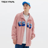 Men Fall Outfits Vintage Corduroy Embroidered Baseball Uniform Jacket Loose Couple Jacket