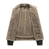 Urban Leather Jacket Men's Denim Coat Fall/Winter Jacket Fleece-Lined Warm