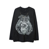 Men Fall Outfits Graffiti Printing Niche Ripped Sweater Oversize Bottoming Sweater
