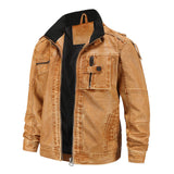 Urban Leather Jacket Men's Vintage Leather Jacket Fall Winter Coat Leisure Washed-out Leather Jacket Motorcycle Clothing