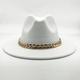 Fedora Hat Golden Chain Woolen Top Hat Fedora Hat Top Hat