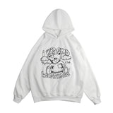 Men Fall Outfits Vintage Bear Embroidered Hooded Sweater Hip Hop Loose Couple Casual Jacket