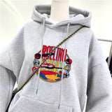 Vintage Graphic Hoodies Plus Velvet Thickening