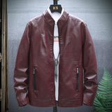 80's Leather Jacket Autumn and Winter Leather Clothing with Stand Collar Men's Coat PU Leather Jacket