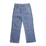 Harajuku Clothing Men Classic Retro Pants Straight Leg Pant Summer Vintage Straight-Leg Pants Jeans Plaid Stitching